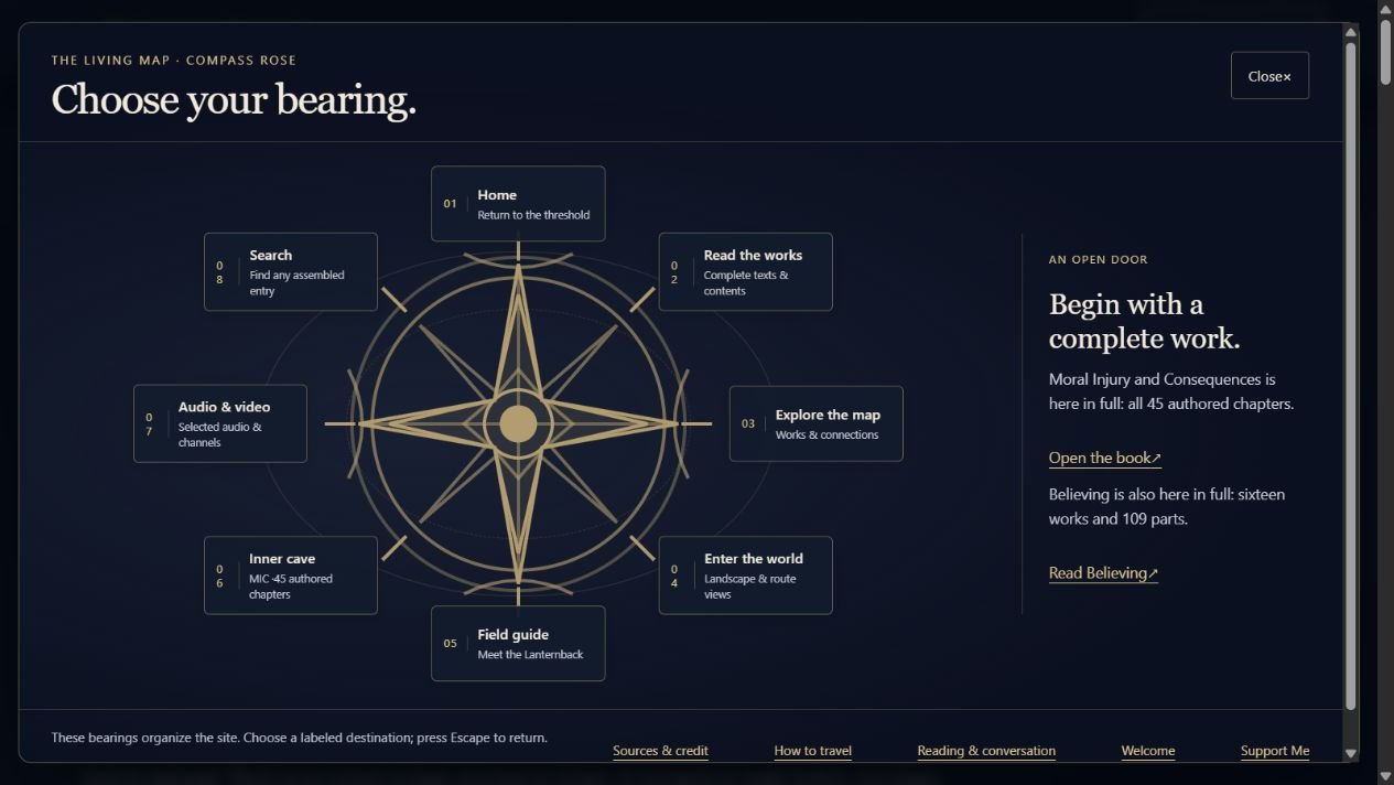 Visual navigation preview from an earlier stage of the research website